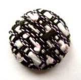 B4540 20mm Black, White and Pink Fabric Covered Shank Button - Ribbonmoon