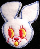 M032 47 x 55mm Bunny Rabbit Sew on Wooly Felt-Embroidered Motif