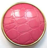 B14960 23mm Pink Leather Effect Shank Button with a Gilded Poly Rim - Ribbonmoon