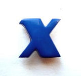 B7104 13mm Letter X Alphabet Shank Button Royal Blue
