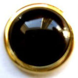 B8251 21mm Black Domed Gloss Shank Button with a Gild Gold Poly Rim