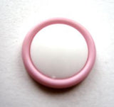 B10216 18mm White and Dark Rose Pink Shank Button - Ribbonmoon