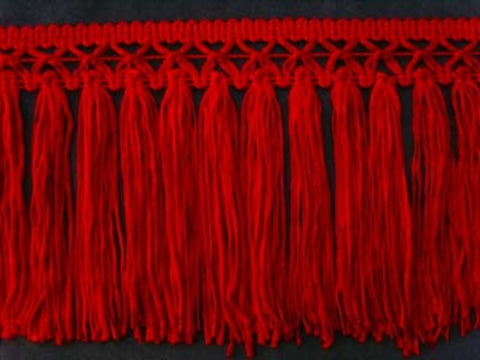 FT1564 115mm Deep Red Tassel Fringe on a Decorated Braid - Ribbonmoon