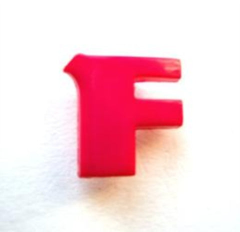 B7040 Letter F Alphabet Shank Button Shocking Pink - Ribbonmoon