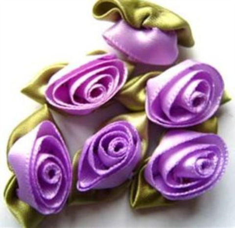 RB282 32mm Lavender Satin Ribbon Rose - Ribbonmoon