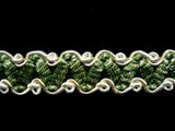 FT1693 15mm Pearl White and Bottle Green Soft Braid Trimming