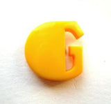 B7031 15mm Letter G Alphabet Shank Button Yellow