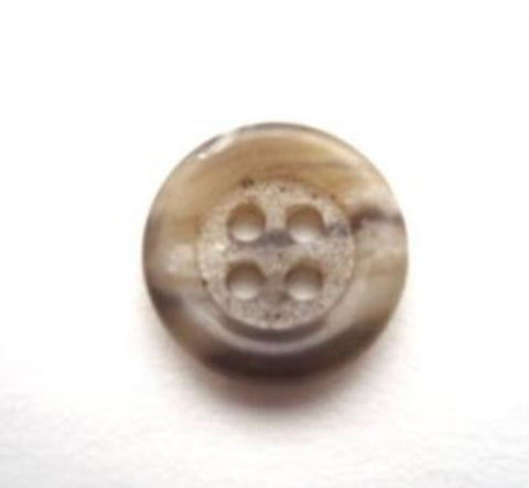 B11355 14mm Beige and Gery Mix 4 Hole Button, Stone Effect Centre - Ribbonmoon