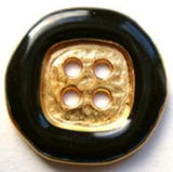 B17314 24mm Gold Metal Alloy 4 Hole Button with Navy Enamel Rim - Ribbonmoon