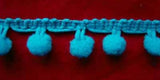 FT2051 18mm Peacock Blue Pom Pom Fringe Trimming