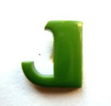 B7054 15mm Letter J Alphabet Shank Button Emerald Green