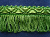 FT243 3cm Leaf Green Looped Fringe on a Decorated Braid - Ribbonmoon