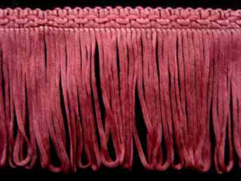 FT1884 7cm Bright Dusky Pink Looped Fringe on a Decorated Braid - Ribbonmoon