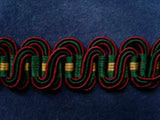 FT1000 17mm Burgundy, Green and Honey Scroll Gimp Braid - Ribbonmoon