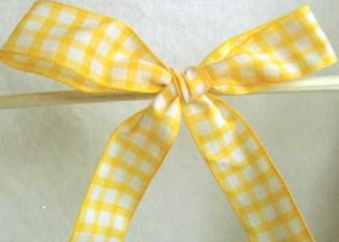 R4814 26mm Yellow and White Gingham Ribbon - Ribbonmoon