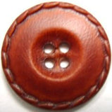 B15888 25mm Rust Brown Leather Effect 4 Hole Button - Ribbonmoon