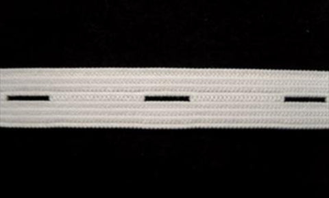 BHT09 13mm White Buttonhole Elastic. - Ribbonmoon