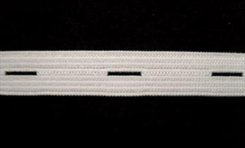 BHT09 13mm White Buttonhole Elastic. - Ribbonmoon