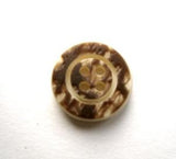 B17506 15mm Natural ad Brown Bone Sheen 4 Hole Button - Ribbonmoon