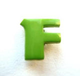 B7036 Letter F Alphabet Shank Button Apple Green - Ribbonmoon