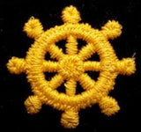 M117 30mm Yellow Emroidered Boat Wheel Sew on Motif Applique