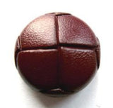 B17569 20mm Brown Burgundy Leather Effect "Football" Shank Button - Ribbonmoon