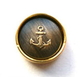 B6037 18mm Gold and Black Metal Alloy Shank Button, Anchor Design - Ribbonmoon