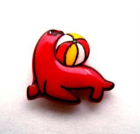 B14119 17mm Red Sea Lion Shaped Novelty Shank Button - Ribbonmoon