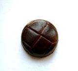 B7765 16mm Brown Real Leather "Football" Button on a Metal Shank - Ribbonmoon