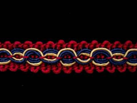 FT327 13mm Scarlet Berry, Navy and Honey Braid Trimming - Ribbonmoon