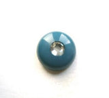 B11421 11mm Deep Kingfisher Shank Button with a Diamante Jewel Centre