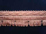 FT1013 3cm Dusky Azalea Pink Looped Fringe on a Decorated Braid - Ribbonmoon