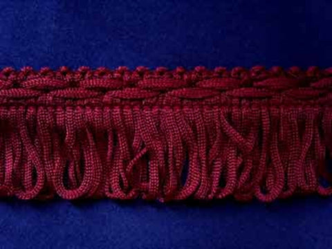FT161 33mm Maroon Looped Fringe on a Decorated Braid - Ribbonmoon