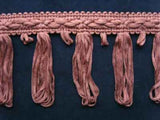 FT1140 72mm Dull Mauve Pink Looped Tassel Fringe on a Decorated Braid - Ribbonmoon