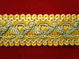 FT320 25mm Dull Gold and Pale Petrol Green Braid Trimming - Ribbonmoon
