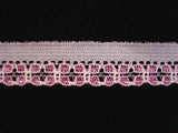 L340 16mm White and Hot Pink Flat Lace - Ribbonmoon