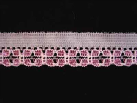 L340 16mm White and Hot Pink Flat Lace - Ribbonmoon