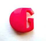 B7033 15mm Letter G Alphabet Shank Button Shocking Pink