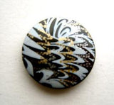 B9461 19mm Black, Gold and Pale Blue Shank Button - Ribbonmoon