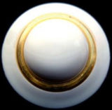 B6571 34mm White and Gold Heavily Domed Centre Shank Button - Ribbonmoon