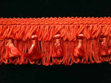 FT516 5cm Flame Orange Looped  and Tassel Fringe on a Decorated Braid - Ribbonmoon