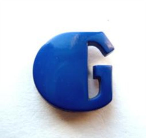 B7035 15mm Letter G Alphabet Shank Button Royal Blue