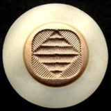 B6502 25mm Cream and Gilded Dull Gold Poly Shank Button - Ribbonmoon