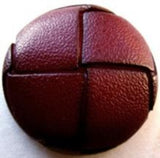 B8571 25mm Burgundy Leather Effect "Football" Shank Button - Ribbonmoon