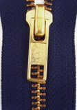 Z2806 YKK 20cm Navy Closed End No.5 Zip with Brass Teeth - Ribbonmoon