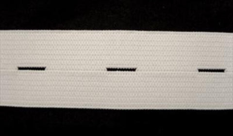 BHT06 25mm White Buttonhole Elastic. - Ribbonmoon