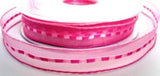 R7383 15mm Pinks Sheer Ribbon with a Centre Banded Satin Stripe - Ribbonmoon