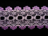 L351 35mm White and Lilac Knitting in or Eyelet Lace - Ribbonmoon