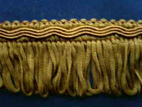 FT1484 34mm Golden Olive Looped Fringe on a Decorated Braid - Ribbonmoon