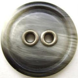 B10724 28mm Mixed Greys Glossy 2 Hole Button with Metal Ringed Holes - Ribbonmoon